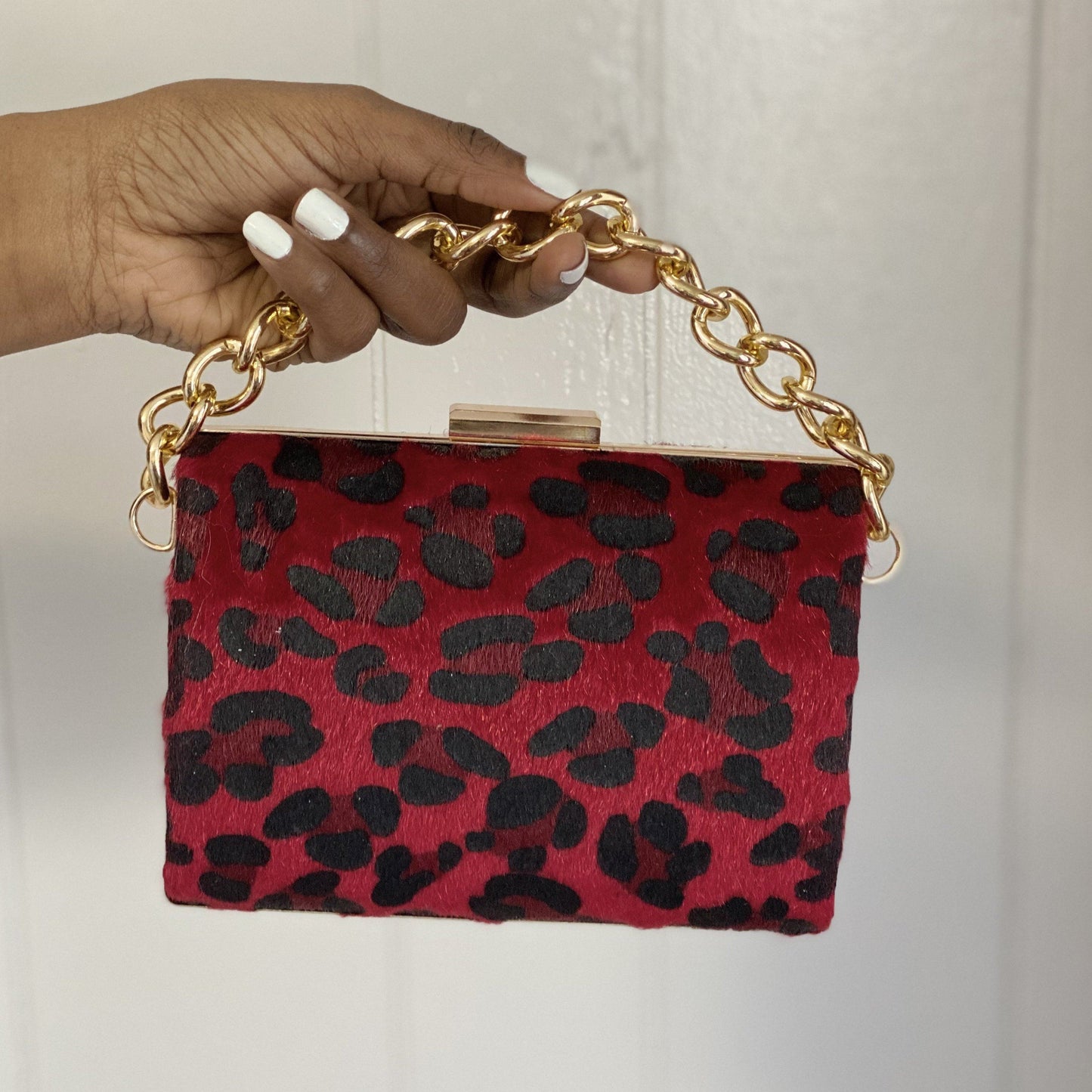 Dark Red Lepoard Mini Bag ( Red)