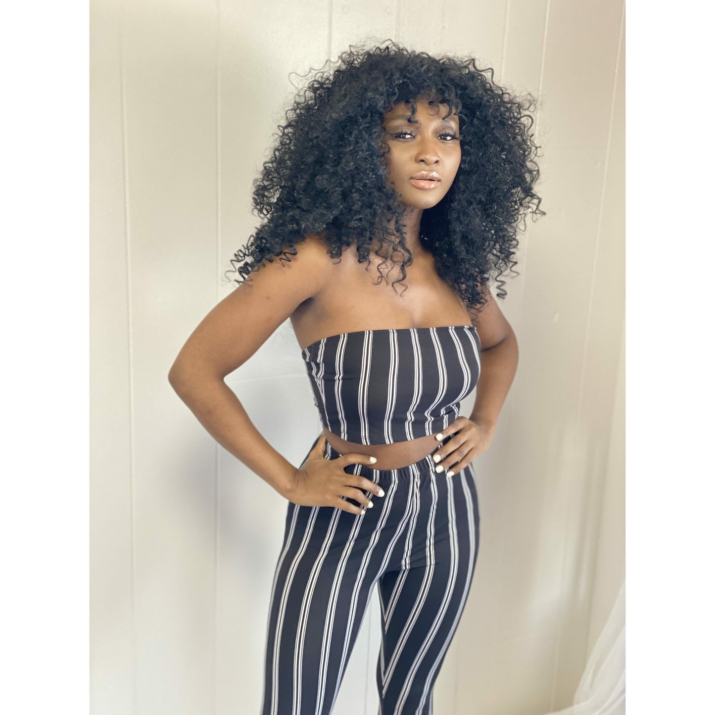 Gray Pinstripe Legging Set (Black)