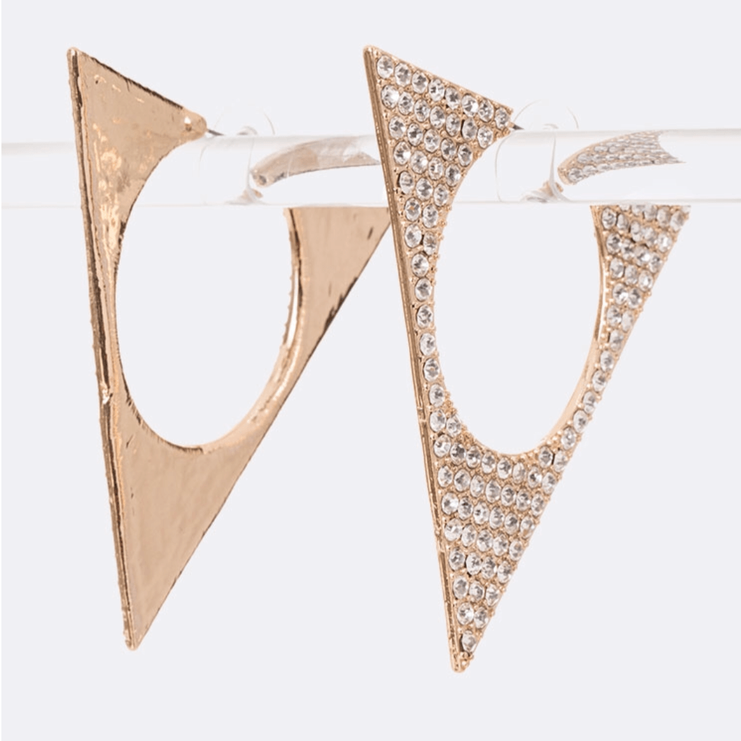 Tan Diamond Tri Earrings