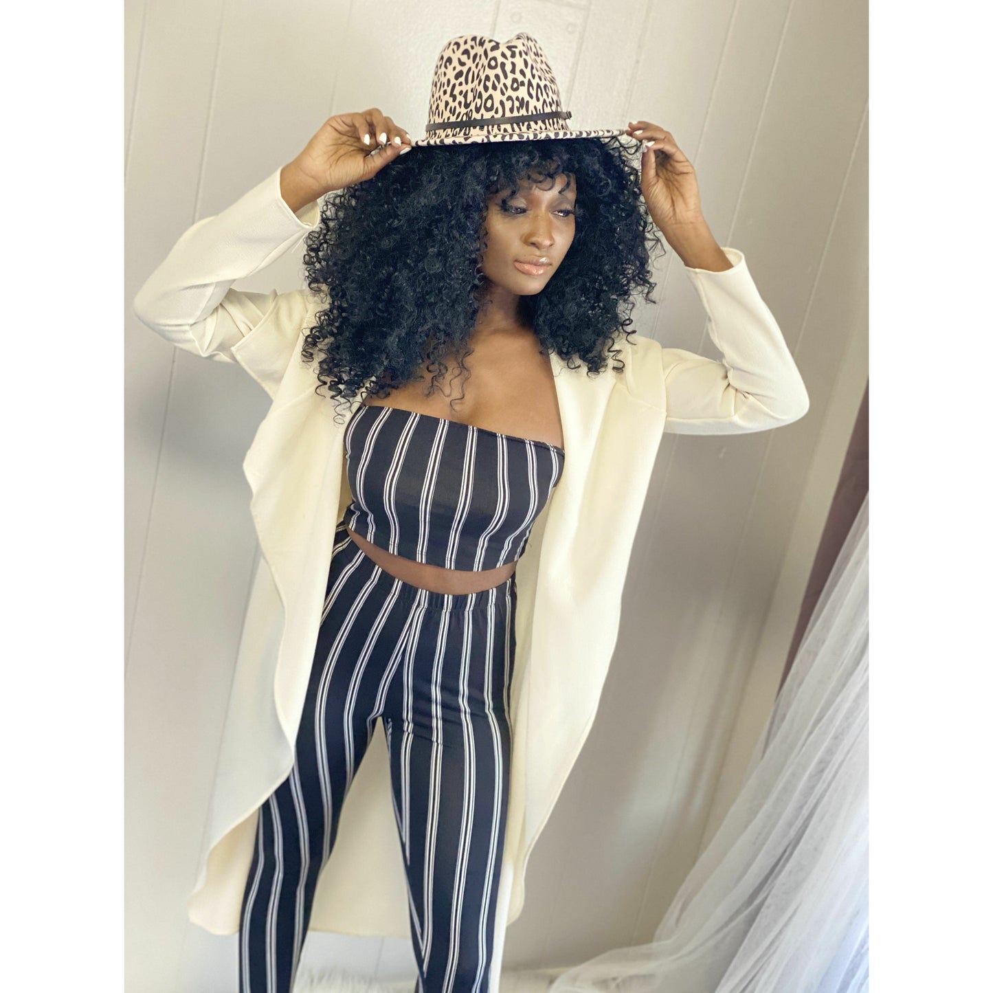 Gray Pinstripe Legging Set (Black)