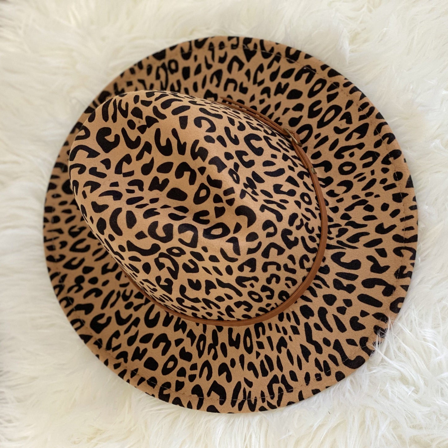 Rosy Brown Brown Leopard Belt Hat