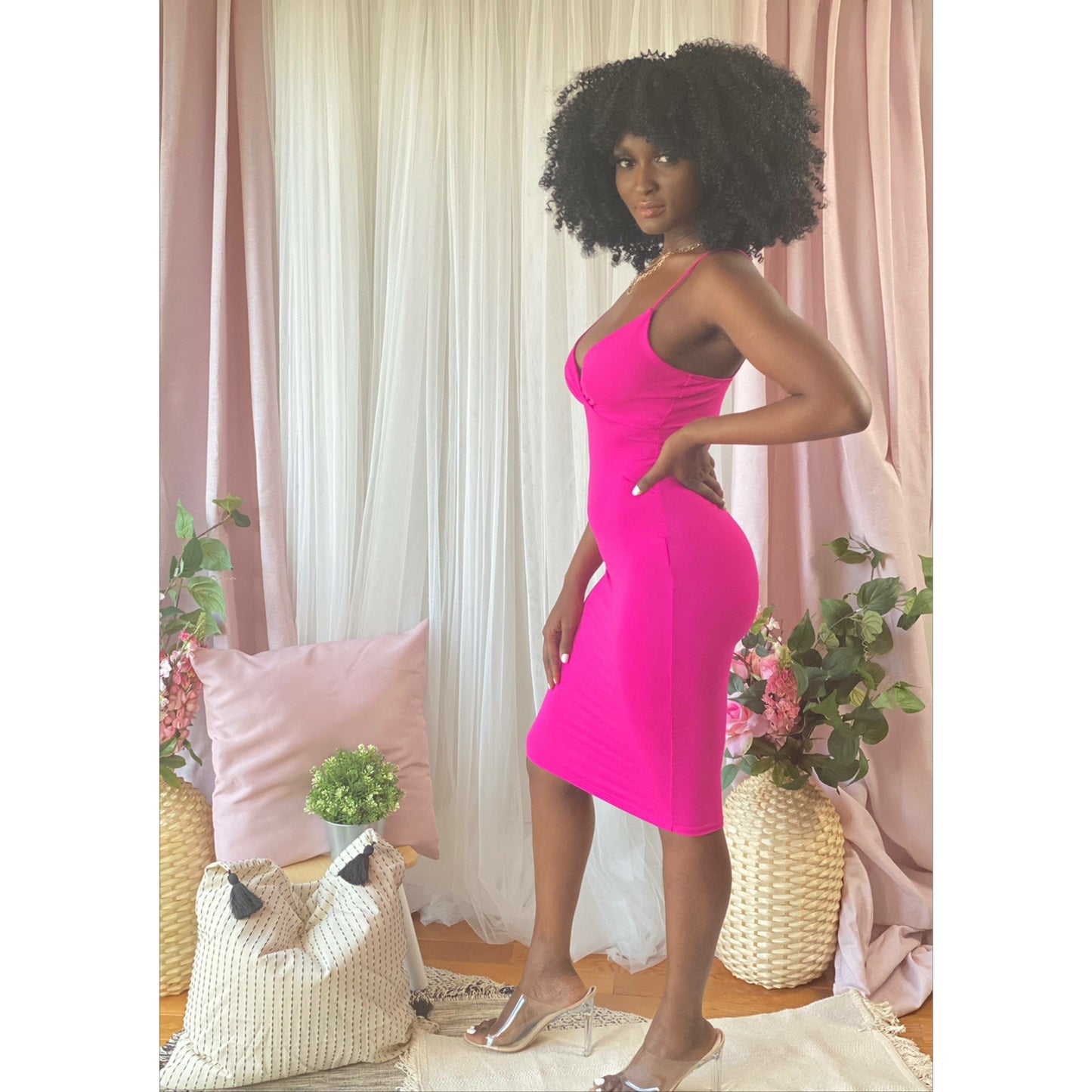 Gray I'm So Basic Bodycon Dress (Pink)