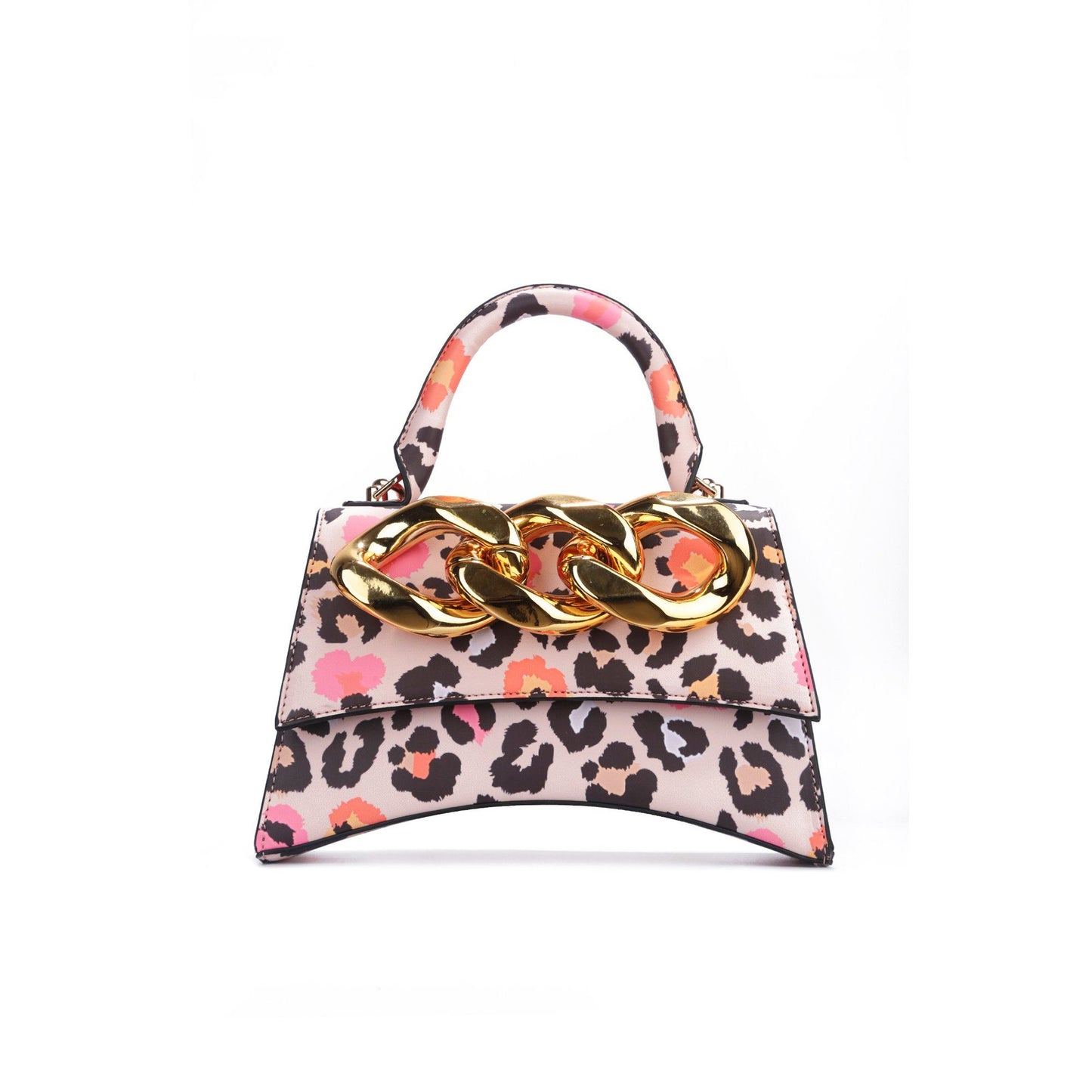 Saddle Brown Leopard Oversize Chain Mini Bag (Multi)
