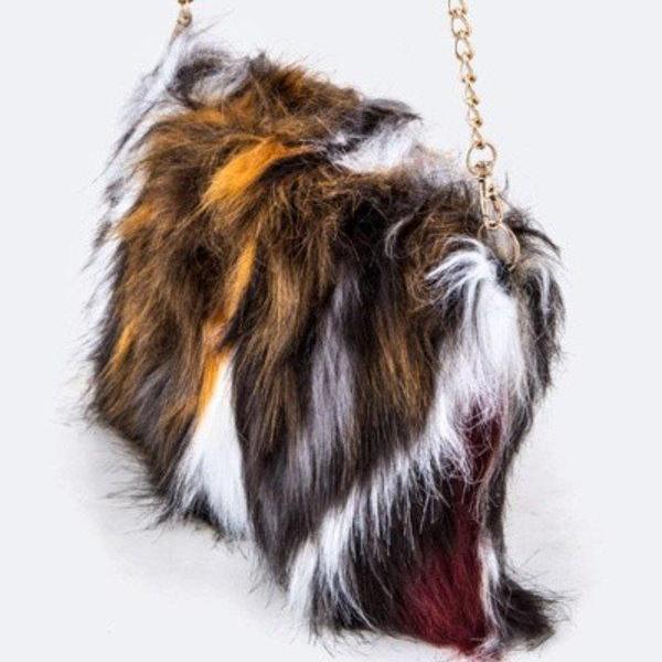Dark Olive Green Faux Fur Crossbody Bag
