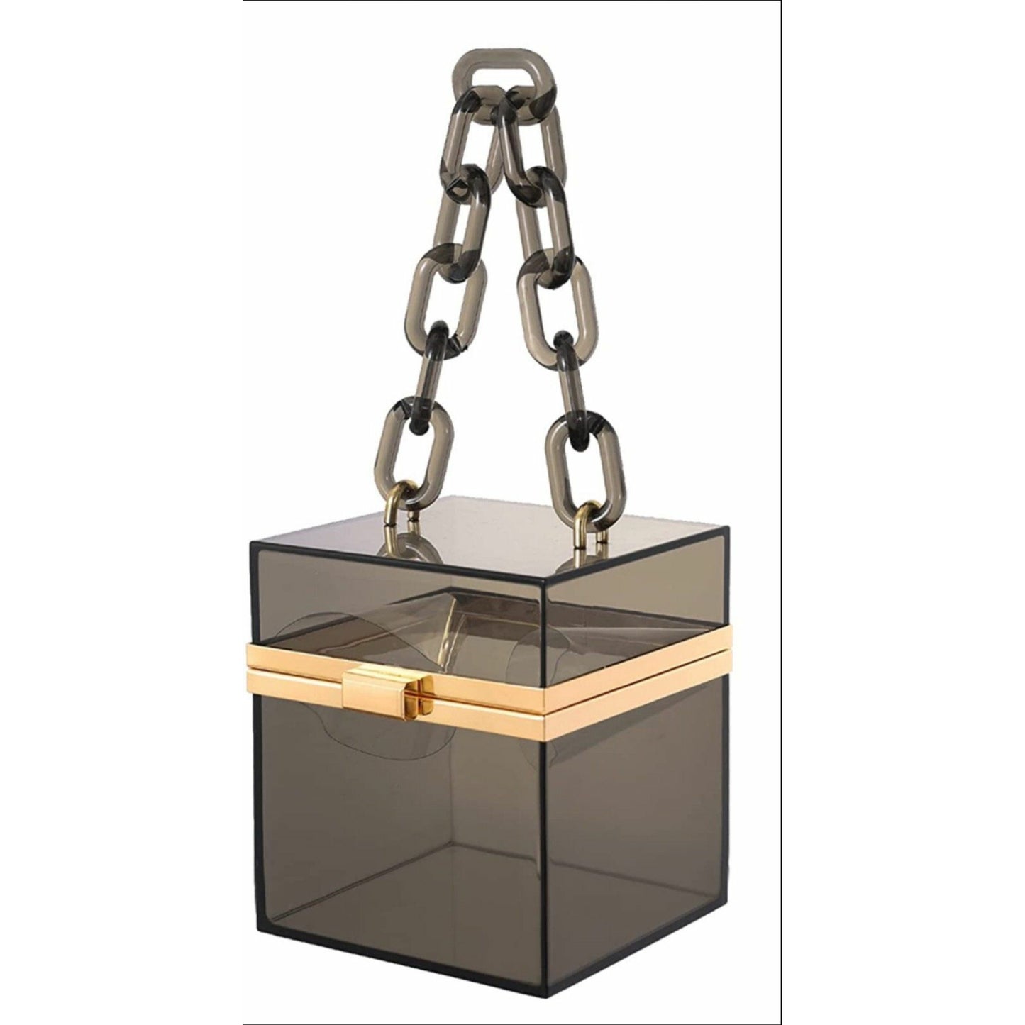White Smoke Transparent Box Mini Bag ( Black)