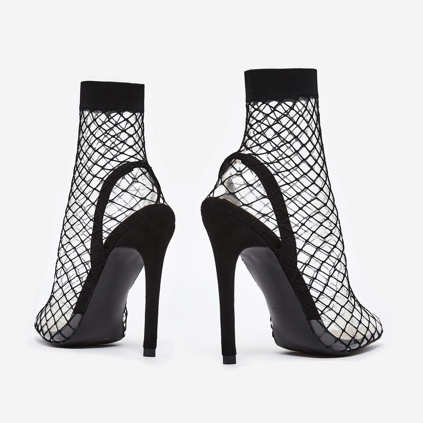 Black Juan Fishnet Tights Transparent Heel (Black)