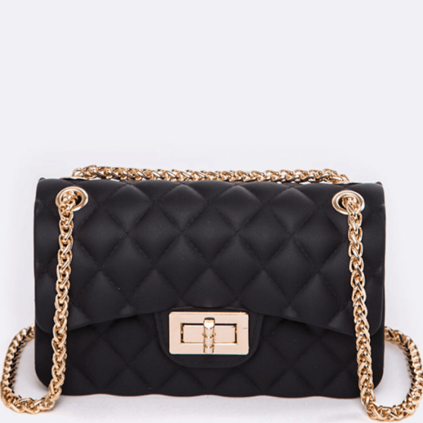 Dark Slate Gray Quilted Chain Crossbody Bag
