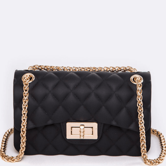 Dark Slate Gray Quilted Chain Crossbody Bag