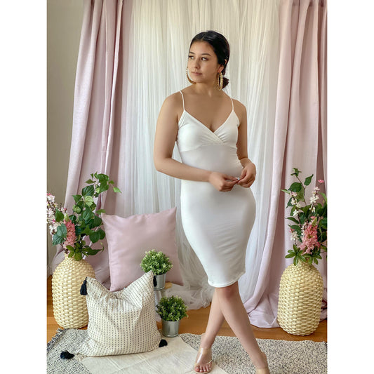 Gray I'm So Basic Bodycon Dress (White)
