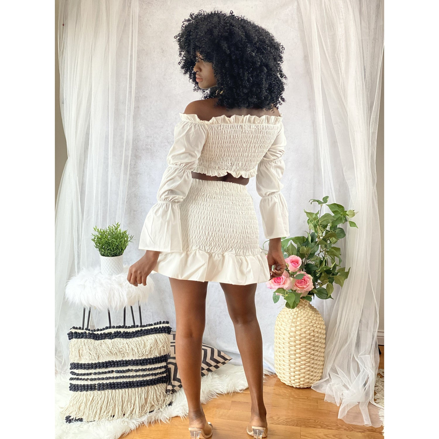 Antique White Think About You Skirt Set (White)