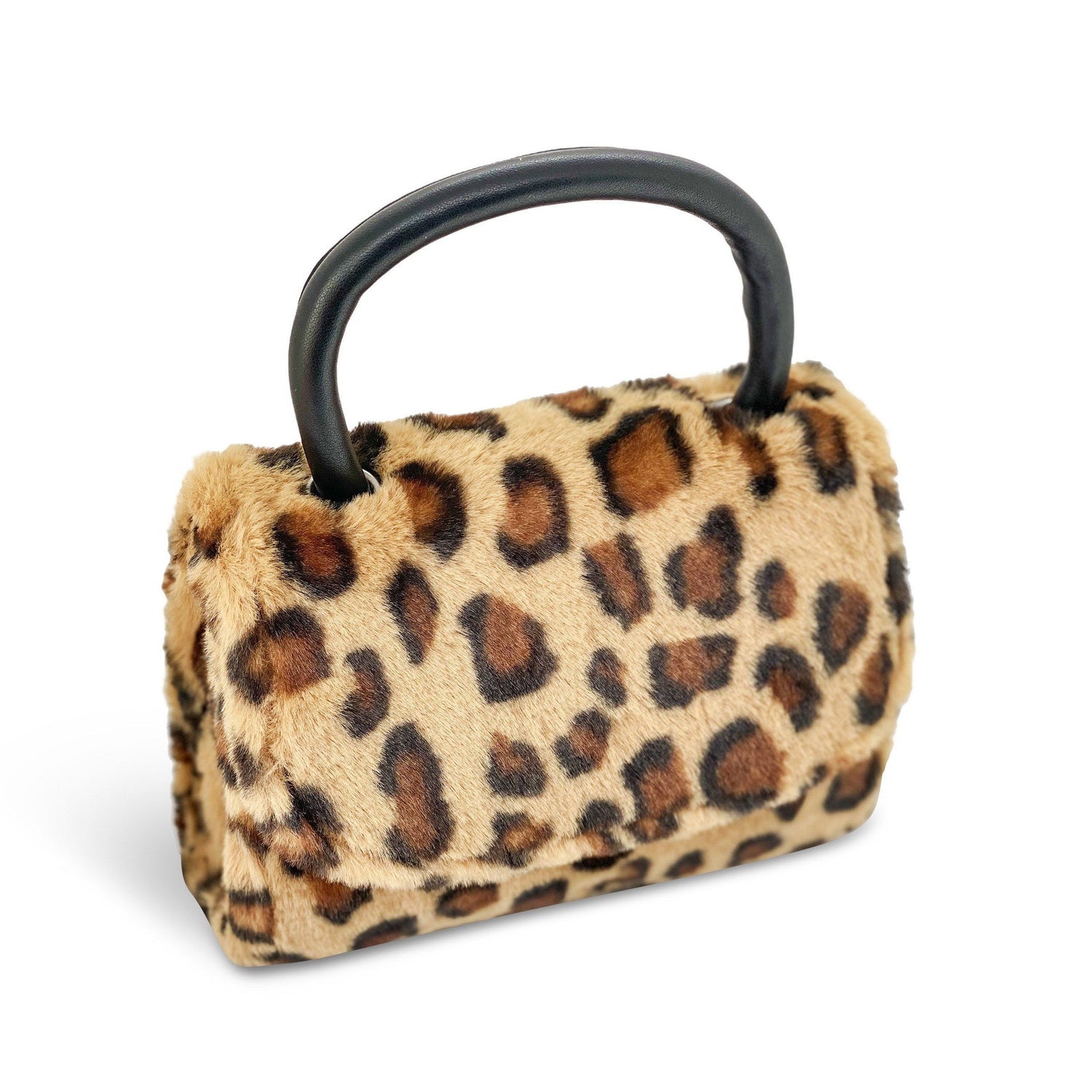 Tan Faux Fur Leopard Bag