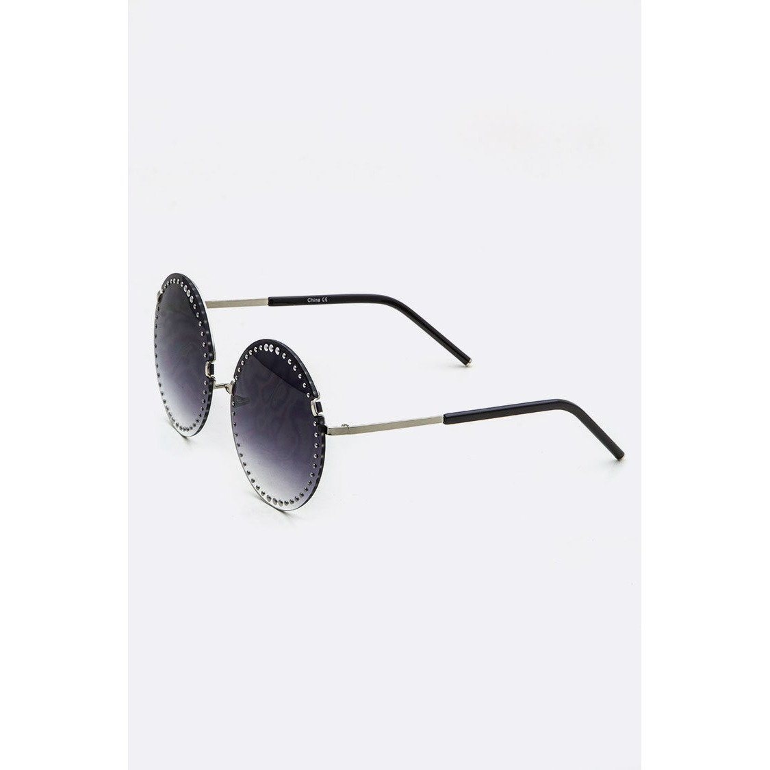 Dark Slate Gray Round Studded Sunglasses (Black)