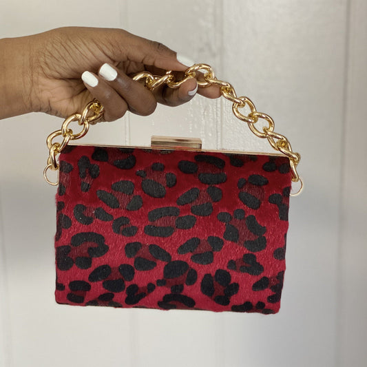 Dark Red Lepoard Mini Bag ( Red)