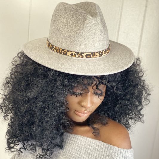 Light Gray Gray Leopard Belt Hat