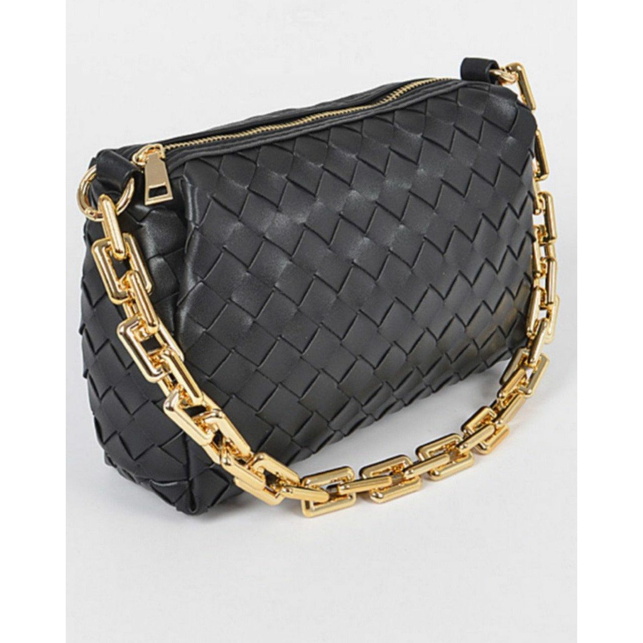 Dark Slate Gray Weave Chain Handbag (Black)
