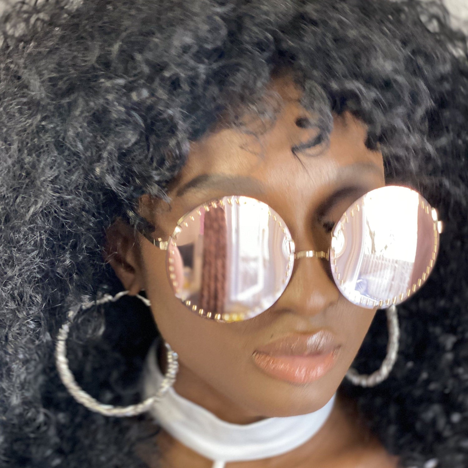 Dim Gray Round Studded Sunglasses (Pink)