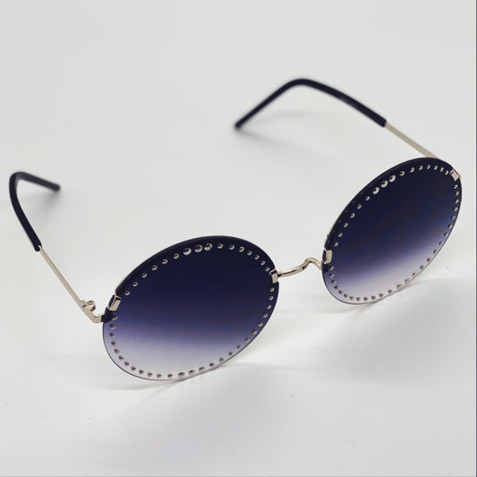 Black Round Studded Sunglasses (Black)