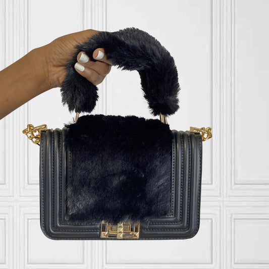 Black Faux Fur Bag (Black)