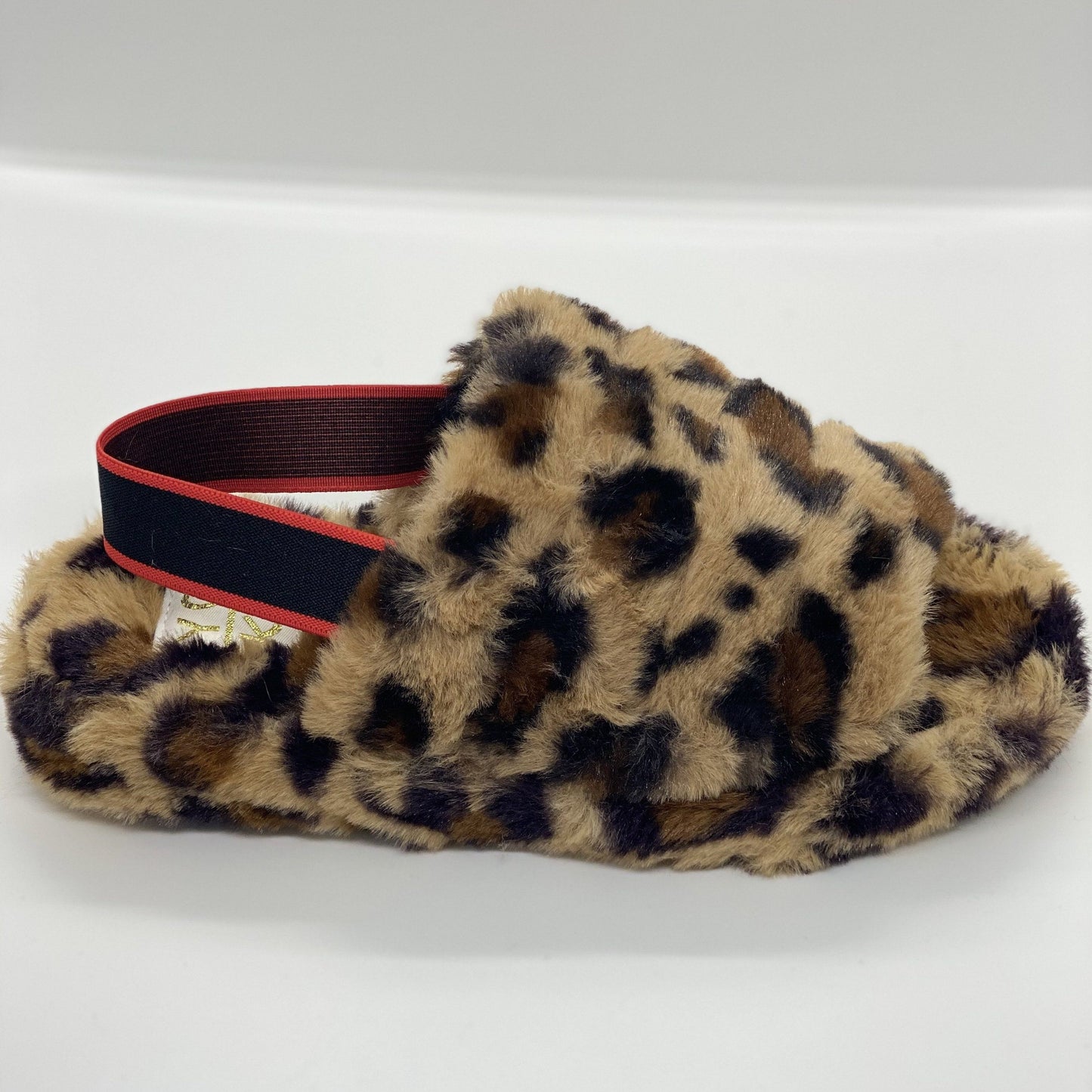 Dim Gray Leopard Furry Slides