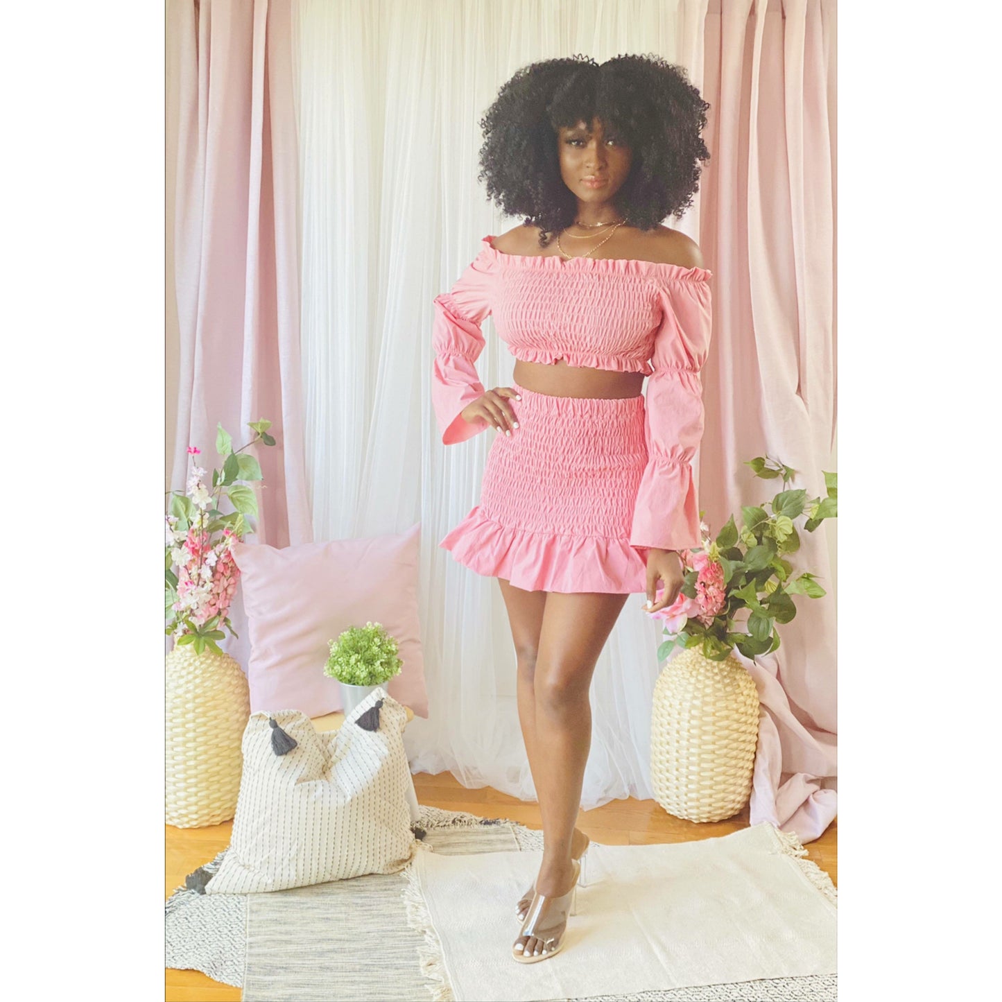 Light Pink Think About You Skirt Set (Pink)