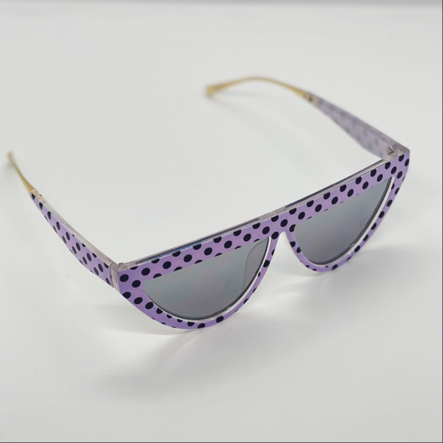 Slate Gray Polka Dot Skinny Sunglasses (Purple)