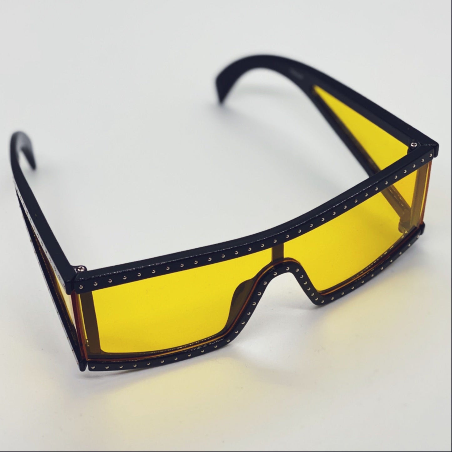 Gold Square Studded Sunglasses (Yellow)