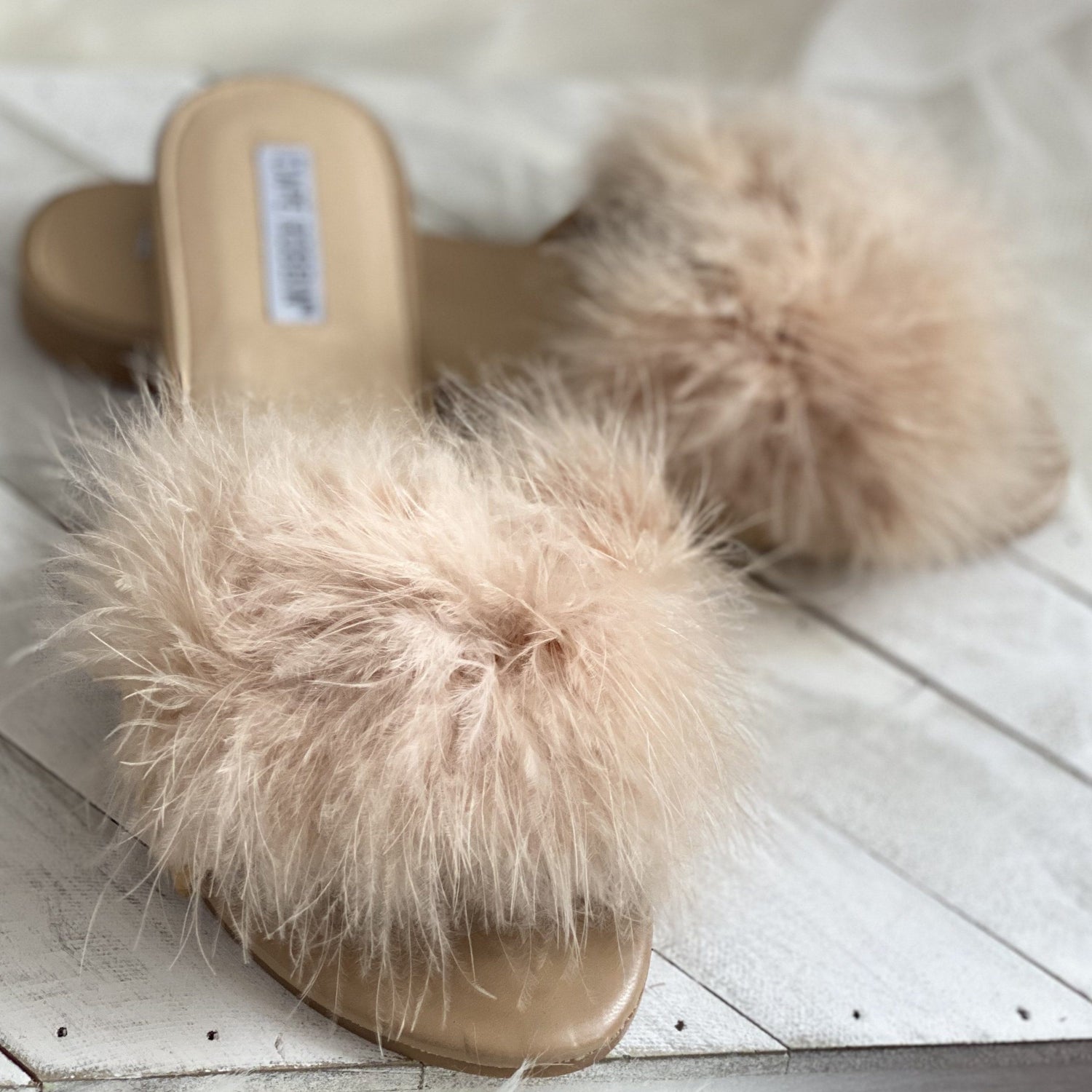 Tan Fur Slides Sandal (Nude)-FINAL SALE
