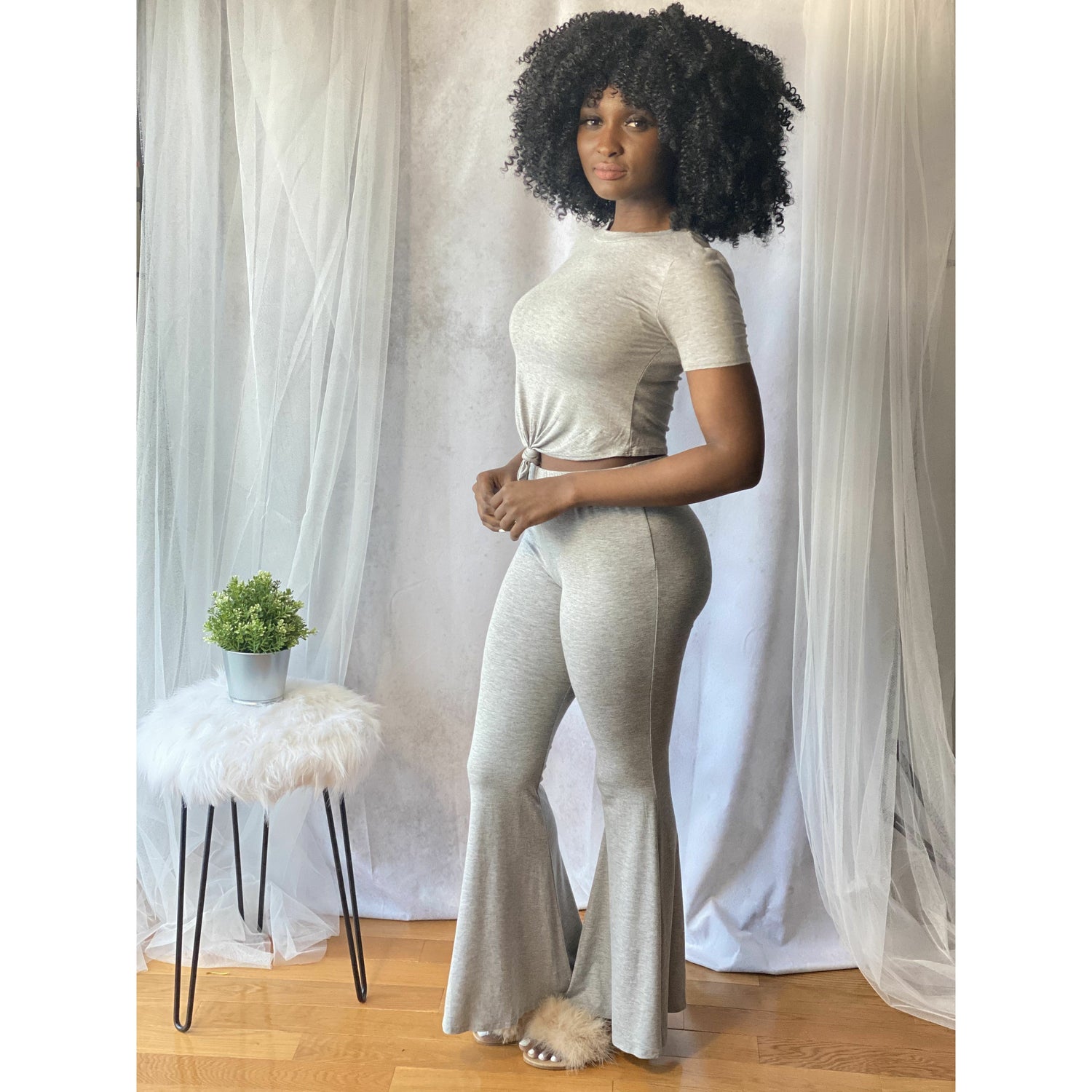 Gray The "Jeresy Girl" Wide Legging Set (Gray)