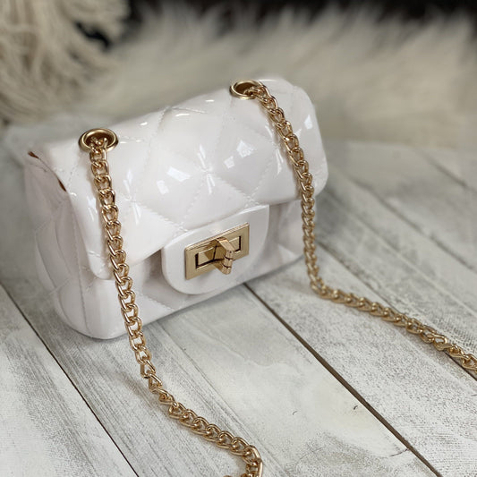 Gray Jelly Quilt Mini Bag (White)