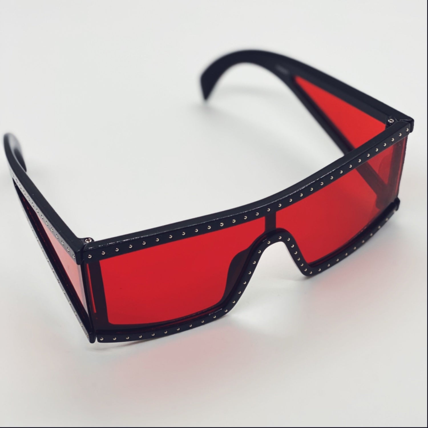 Firebrick Square Studded Sunglasses (Red)