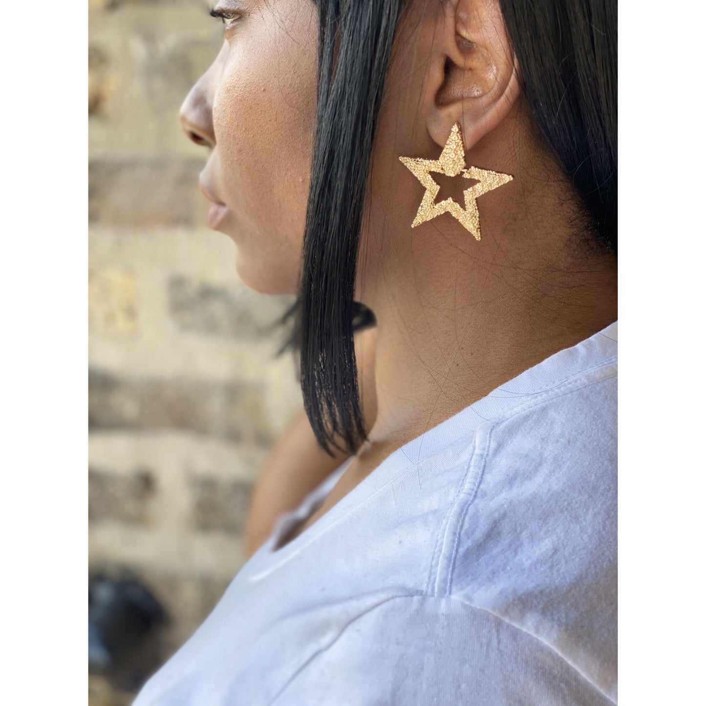 Dim Gray Star Stud Earrings (Gold)