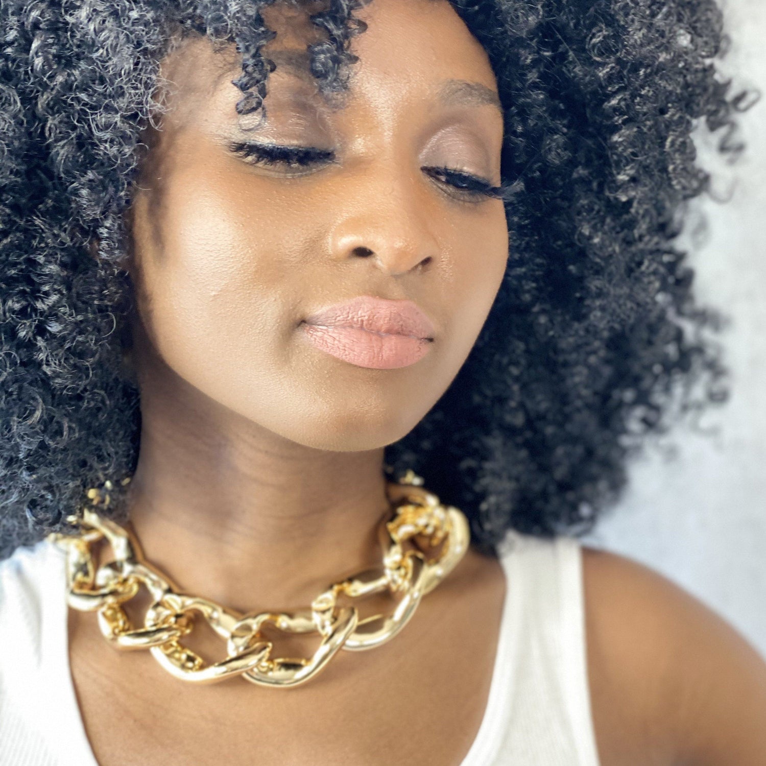 Dark Slate Gray Chunky Curb Chain Choker (Gold)