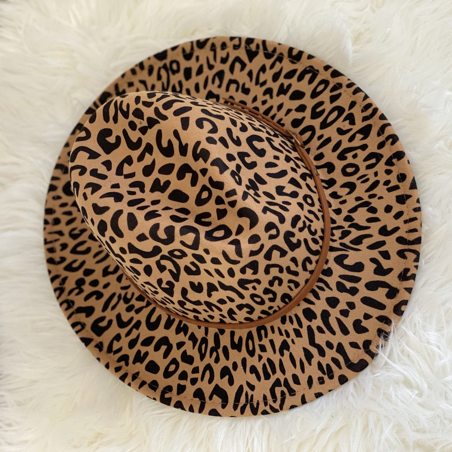 Rosy Brown Brown Leopard Belt Hat