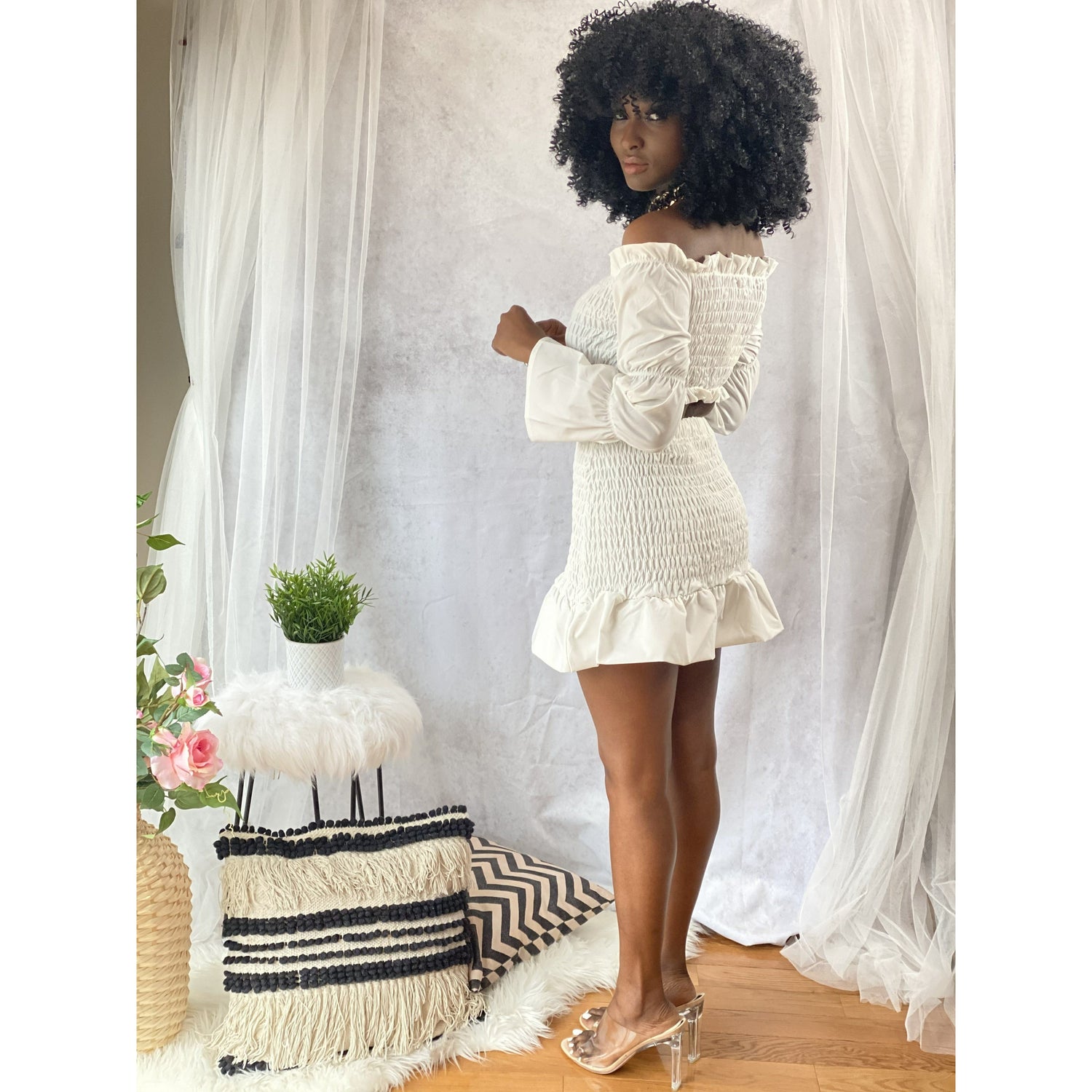 Light Gray Think About You Skirt Set (White)