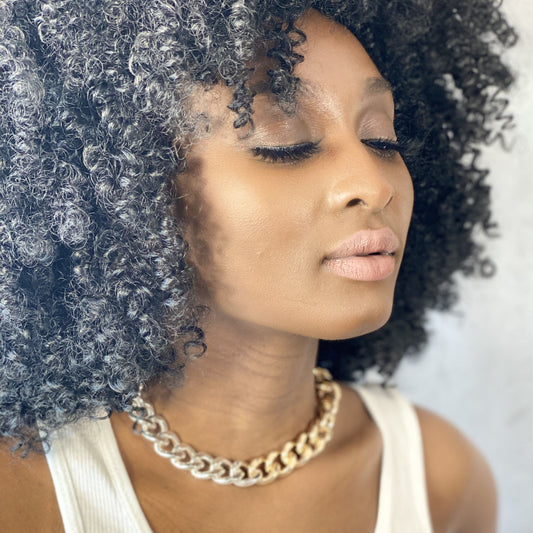 Dim Gray Two-Tone Chunky Cuban Link Chain Choker