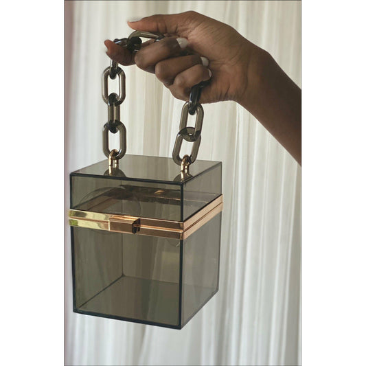 Dark Olive Green Transparent Box Mini Bag ( Black)