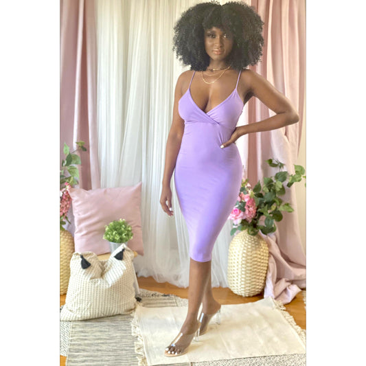Antique White I'm So Basic Bodycon Dress (Purple)