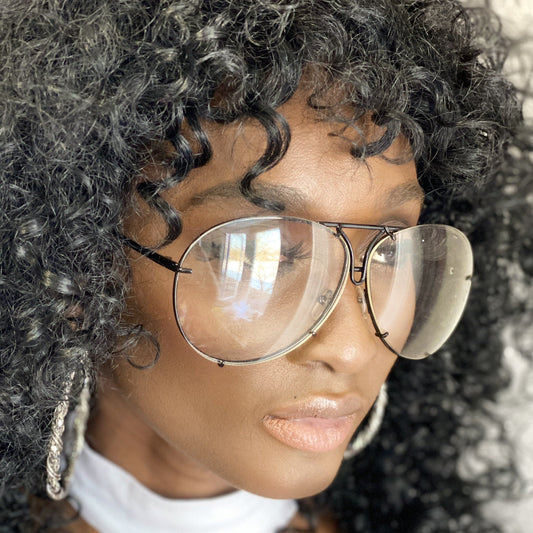 Tan Aviator Oversize Glasses (Black)