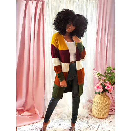 Pink Ready to Go Color Block Cardigan