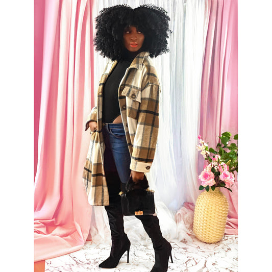 Dark Slate Gray On The Town Plaid Jacket (Brown Multi)