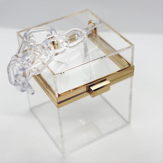 Rosy Brown Transparent Box Mini Bag (Clear)