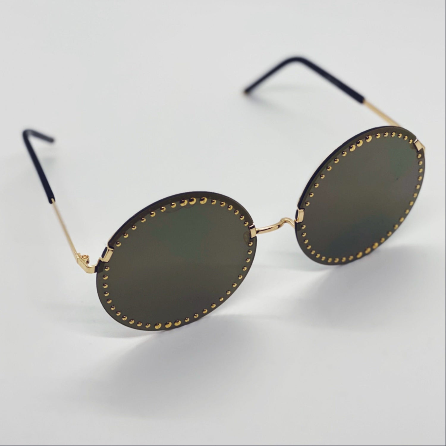 Dark Slate Gray Round Studded Sunglasses (Olive)