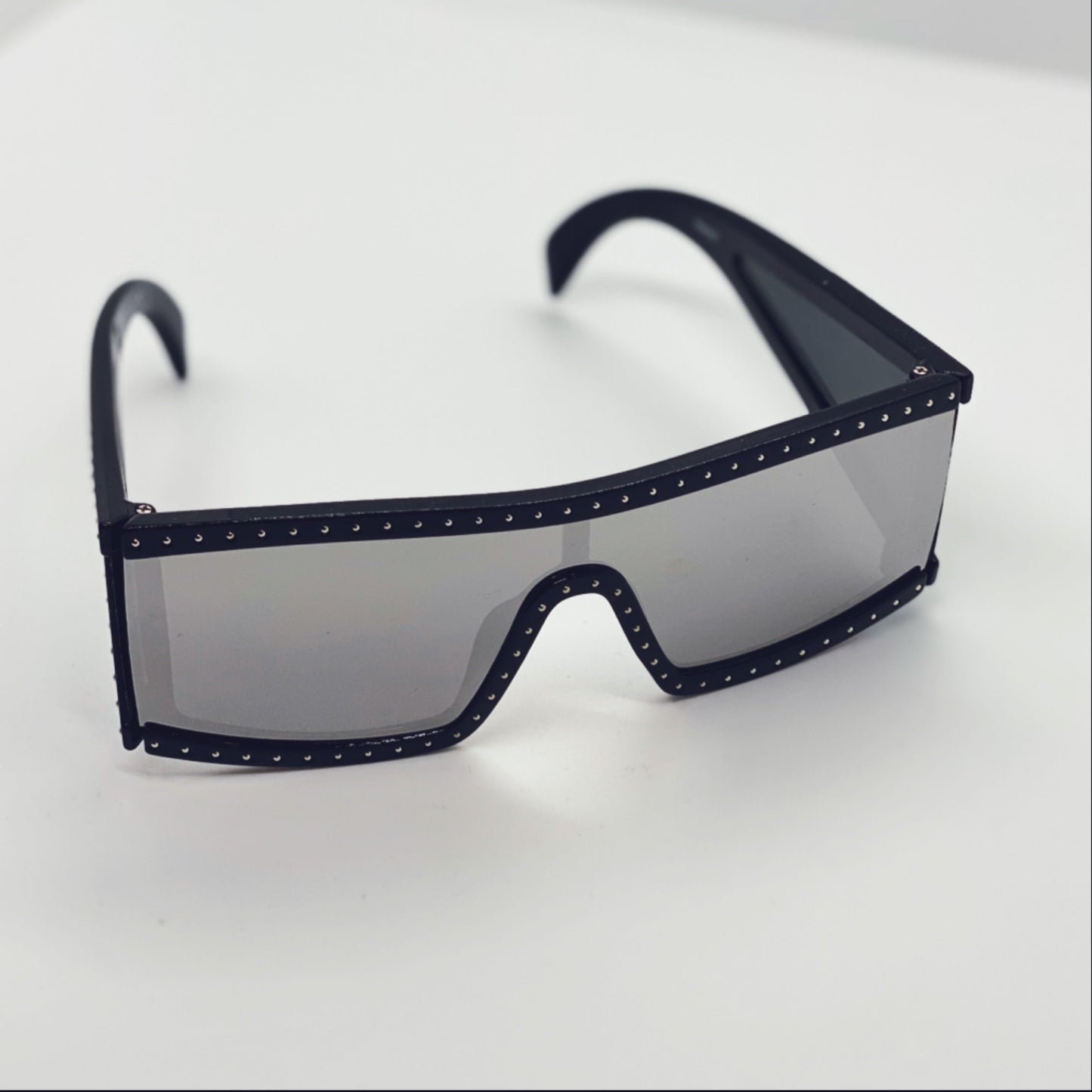 Dark Gray Square Studded Sunglasses (Silver)