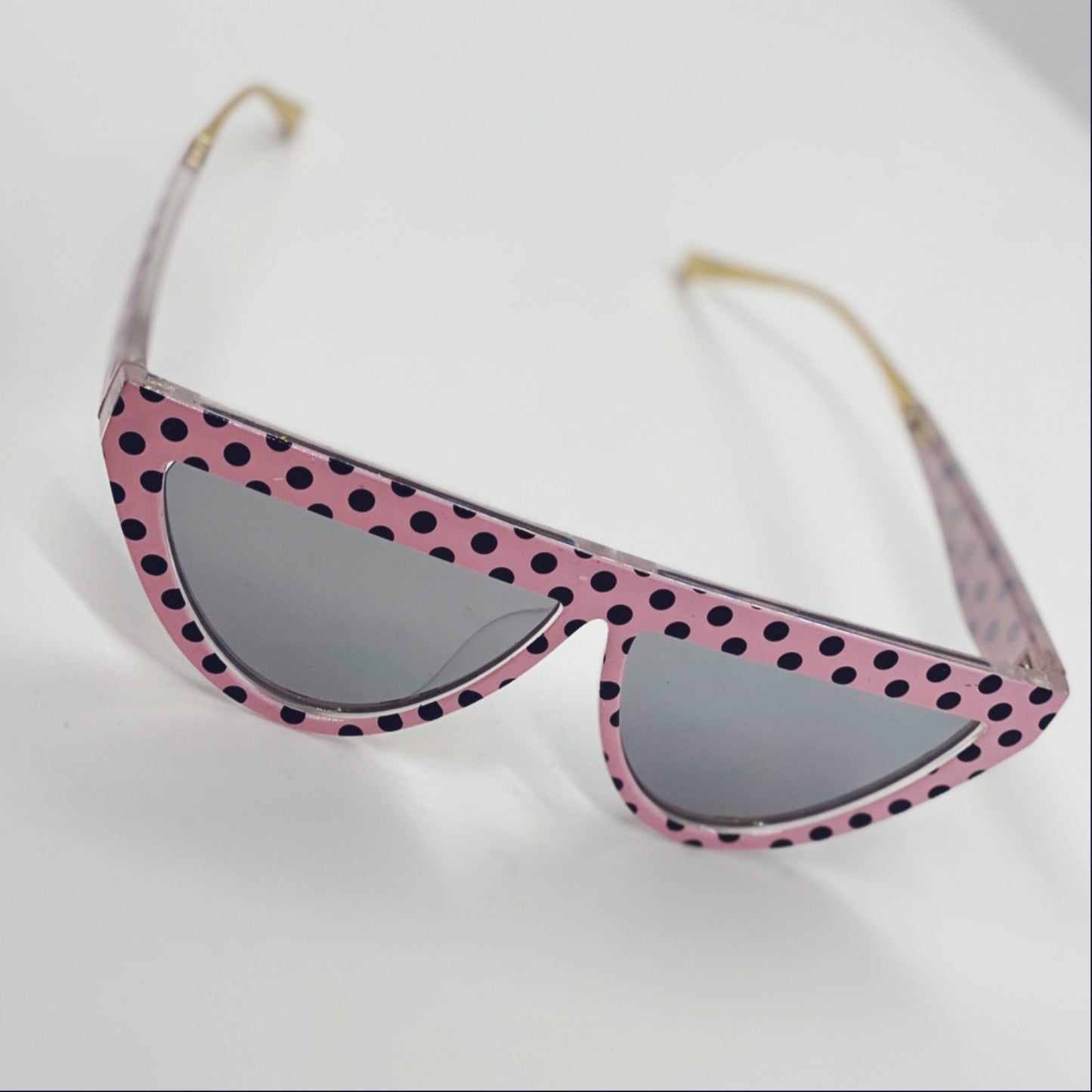 Light Slate Gray Polka Dot Skinny Sunglasses (Pink)