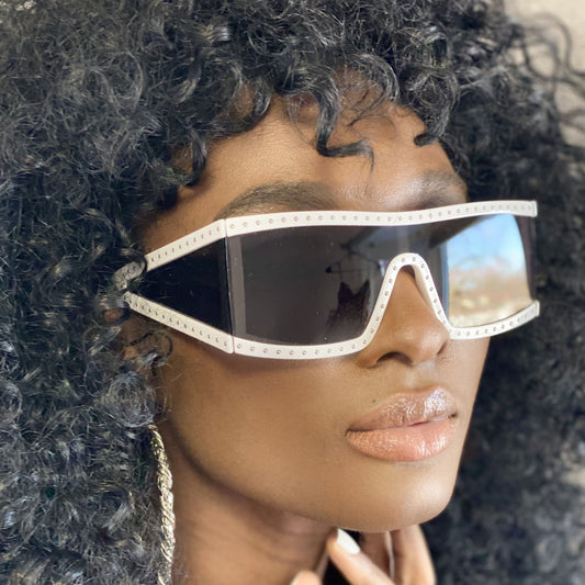Dark Slate Gray Square Studded Sunglasses (White)