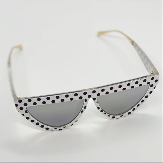 Dark Gray Polka Dot Skinny Sunglasses (White)