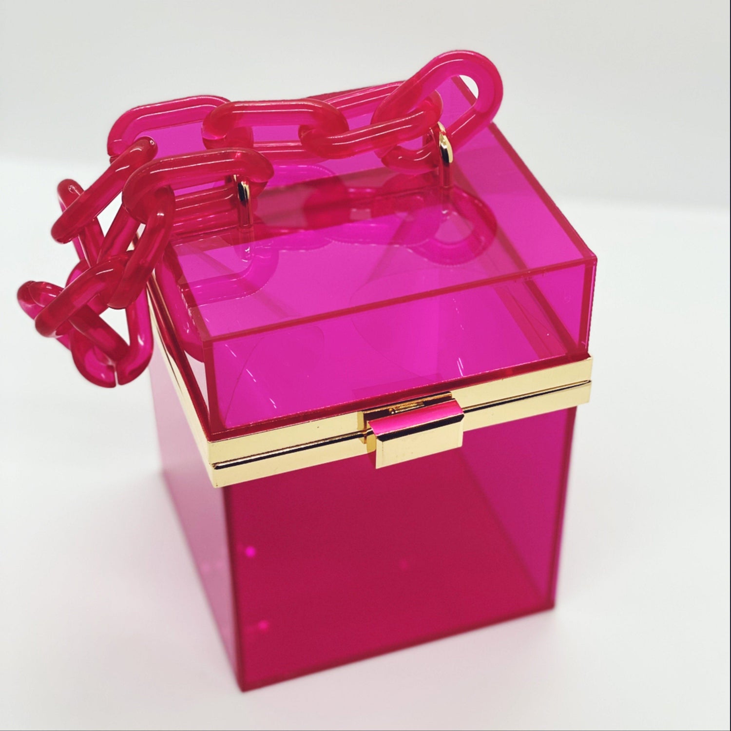 Violet Red Transparent Box Mini Bag (Pink)