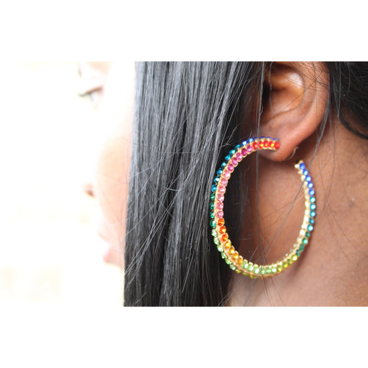 White Crystal Hoop Earrings