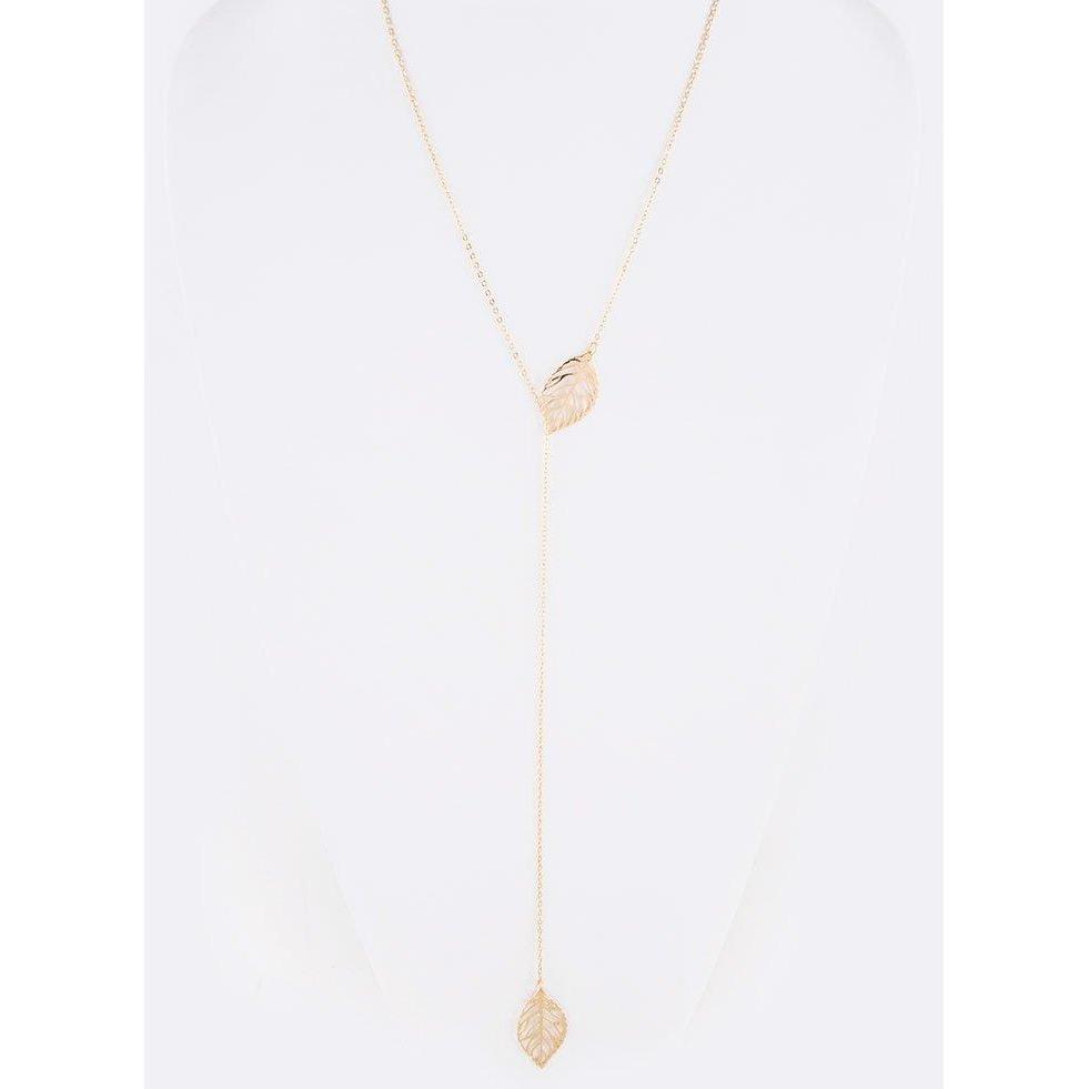 White Smoke Leaf Cutout Filigree Drop Necklace