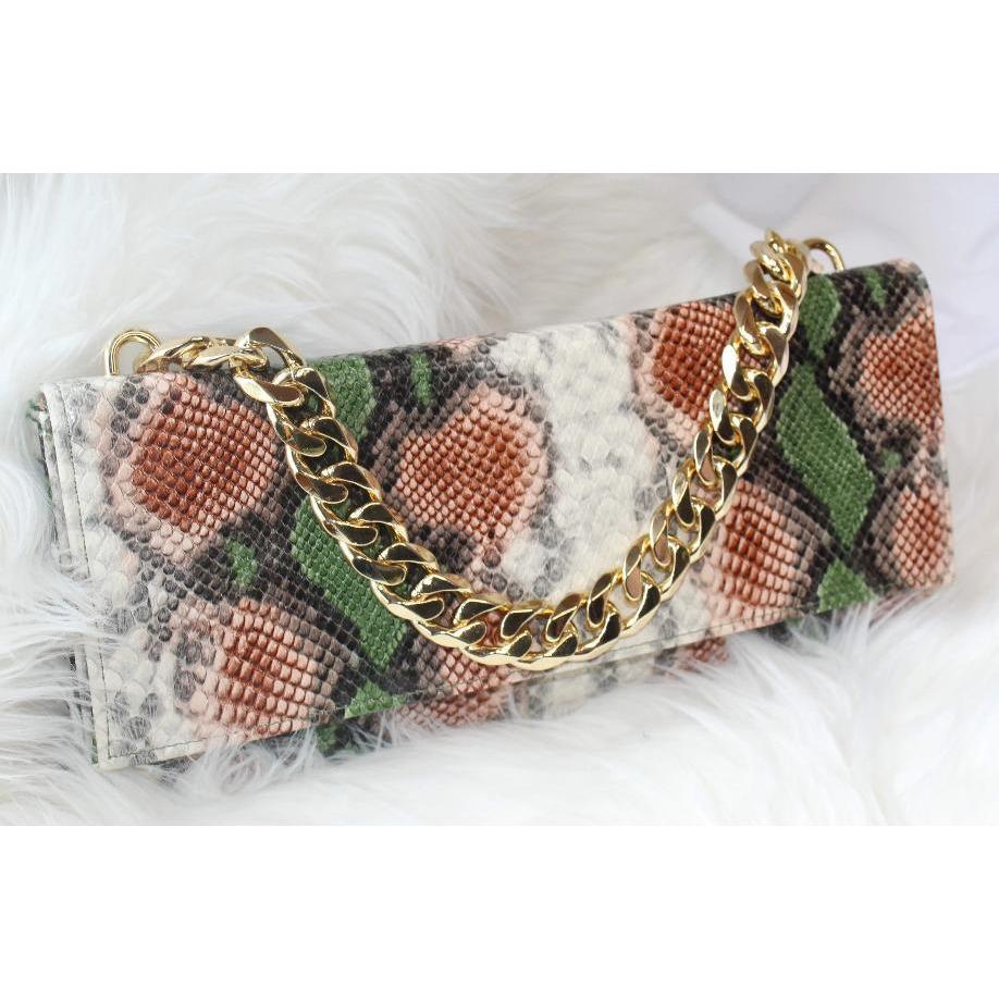 Sienna Snake Print Clutch Bag (Multi)